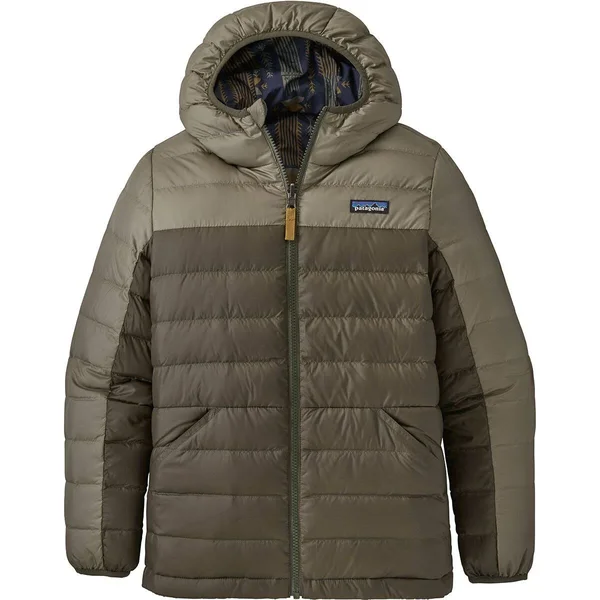Patagonia Reversible Down Hooded Sweater - Boys& Garden Green - XL