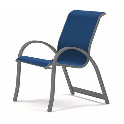 Aruba Stacking Metal Patio Dining Armchair Telescope Casual Gray/Blue