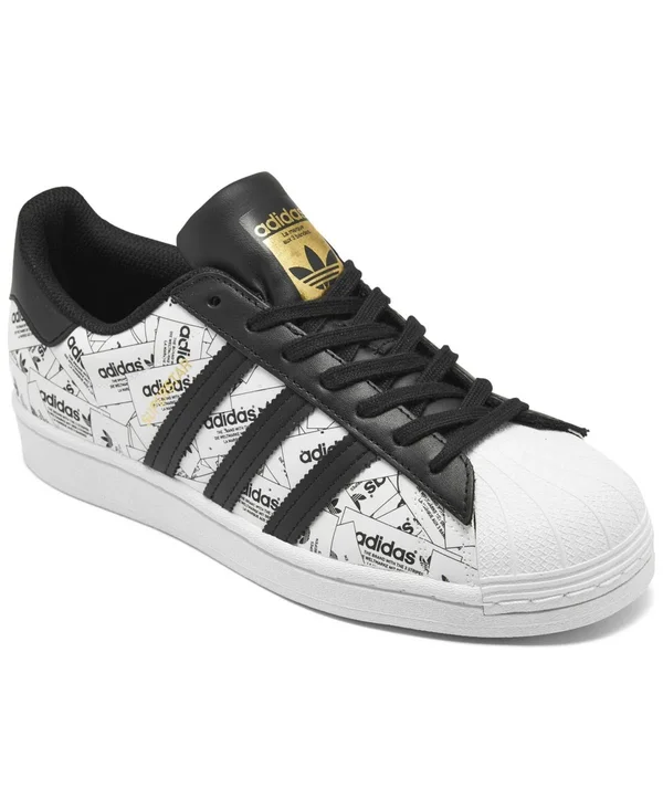 Adidas Superstar White/Black Print Men's Shoes, Size: 10