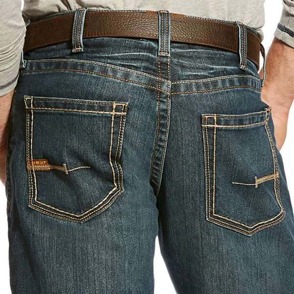 Ariat Men's Rebar M5 Slim DuraStretch Edge Stackable Straight Leg Jeans - 10016222, Ironside