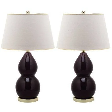 Safavieh Jill 26.5-in H Double- Gourd Ceramic Lamp (Silver)