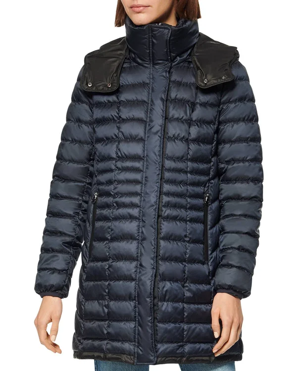 Marc New York Women's Marble Puffer Coat - Navy - Size XL