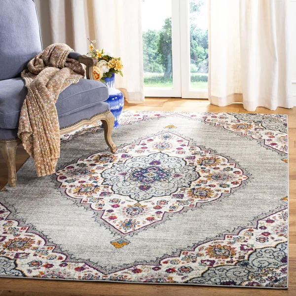Safavieh Madison MAD153R 6&7x22 x 6&7x22 Square Light Grey, Fuchsia Area Rug