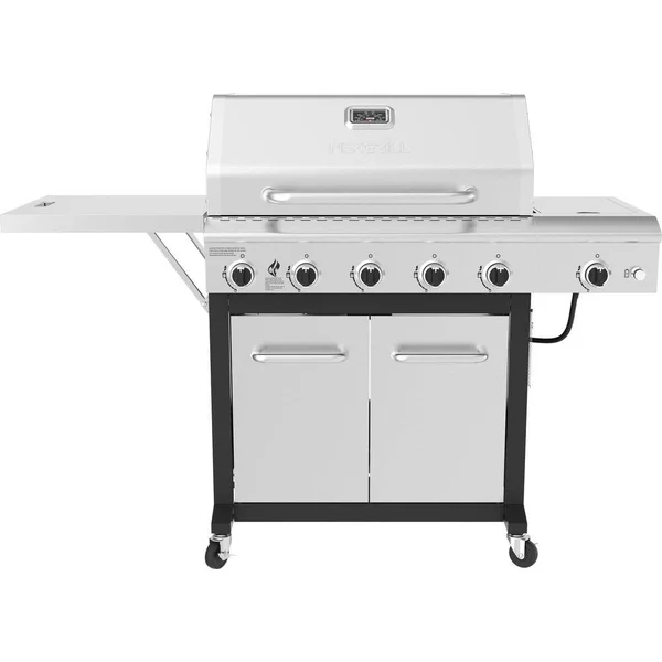 Nexgrill 5-Burner Propane GAS Grill in Stainless Steel with Side Burner and Foldable Side Shelf, Silver