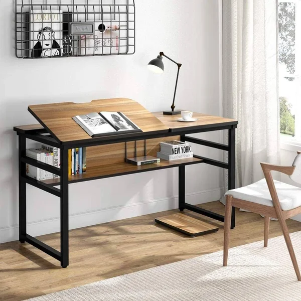 Tribesigns 55 Inches Drafting/Drawing/Painting Desk with Adjustable Tiltable Tabletop - Computer Desk - Black