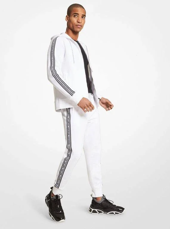 Michael Kors Logo Tape Cotton Blend Jogger - White - Sweatpants