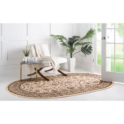McLaren Floral Ivory Area Rug Andover Mills Rug Size: Oval 7&11x22 x 10&