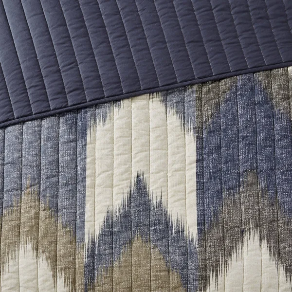 INK+IVY Alpine 3 Piece Printed Cotton Coverlet Set Navy King/Cal King