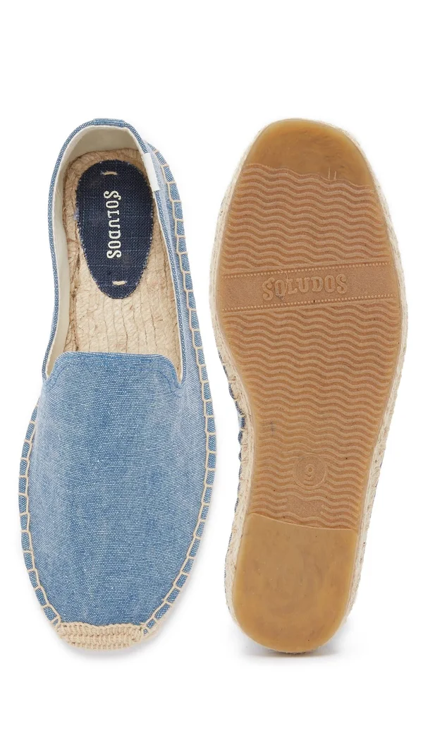 Soludos Men's Canvas Smoking Slipper Blue - 8.5