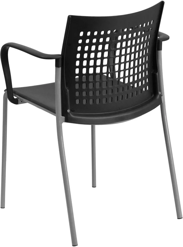 Hercules Series 551 lb. Capacity Black Stack Chair with Air-Vent Back and Arms - Flash Furniture