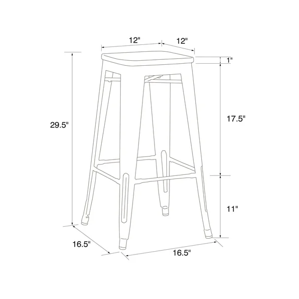 Fanya 30x22 Metal Backless Bar Stool - N/A, Antique Gun Metal