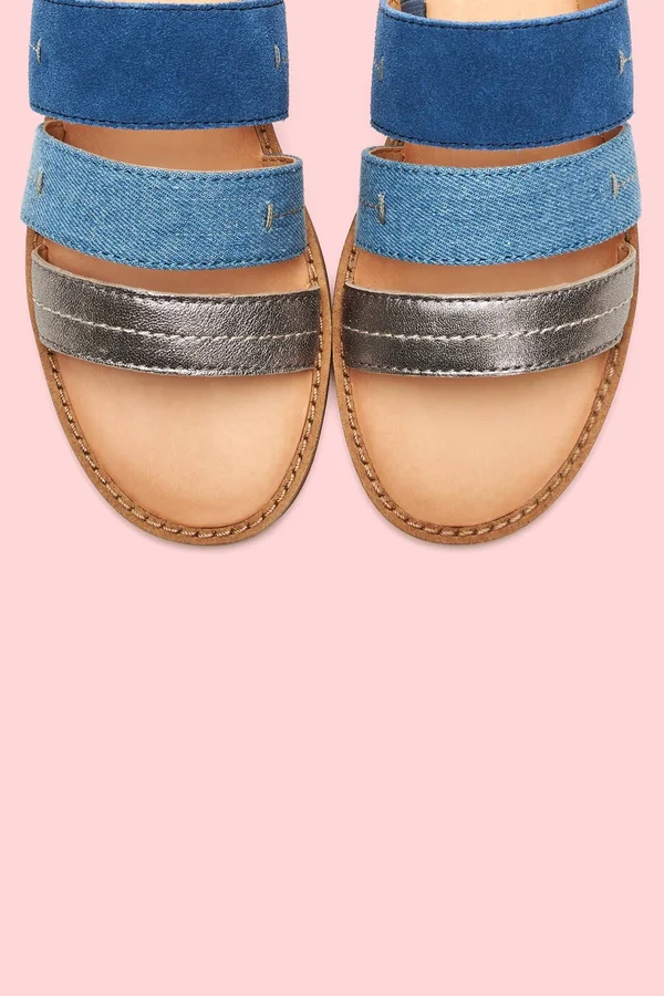 Frye, Evie 3 Band Slide, 8.5 US, Blue