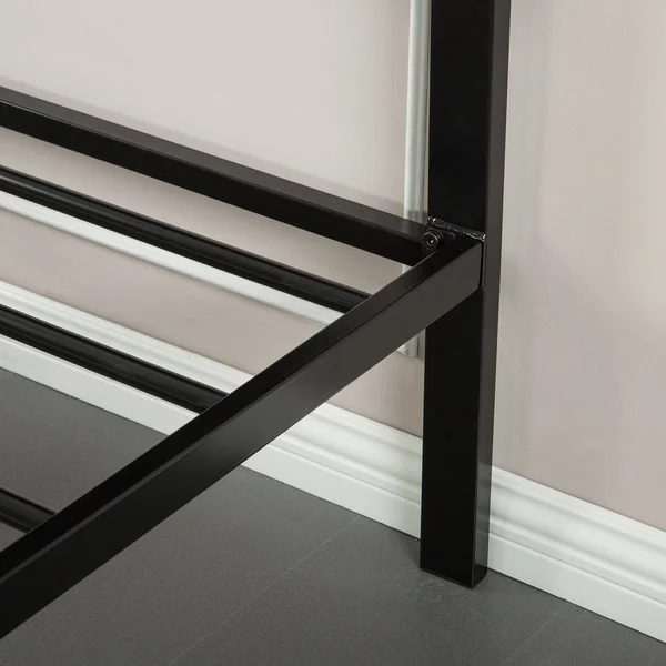 Priage Faux Leather Queen-Size Platform Bed, Black