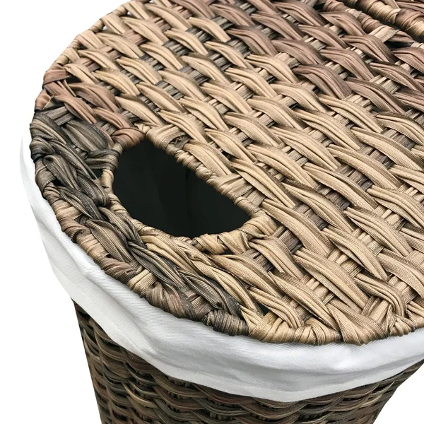 Seville Classics Hand-Woven Oval Double Laundry Hamper /w Liner Mocha