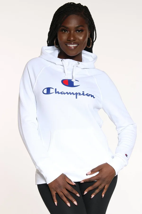 Champion Women's Powerblend Graphic Hoodie - Large, White