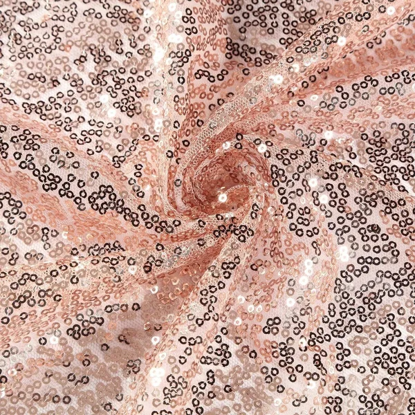 132x22 Rose Gold Sequin Round Tablecloth