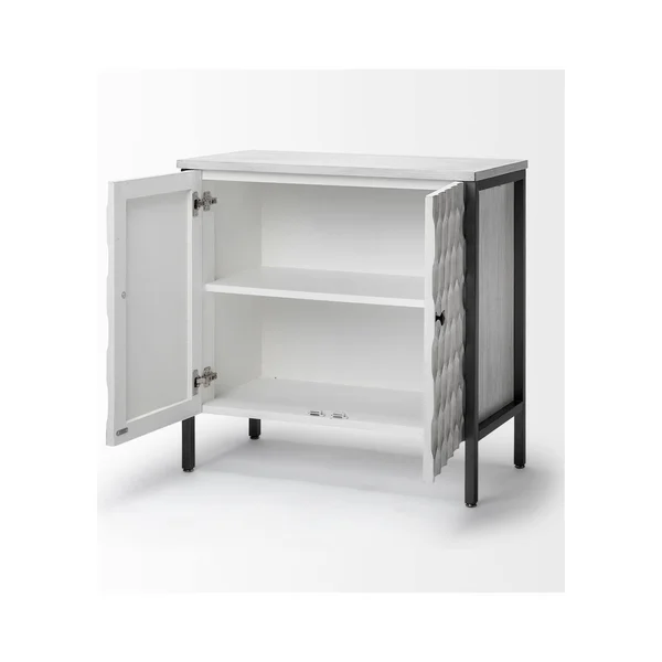 Mercana Savannah I Wood & Iron 2 Door Cabinet in White