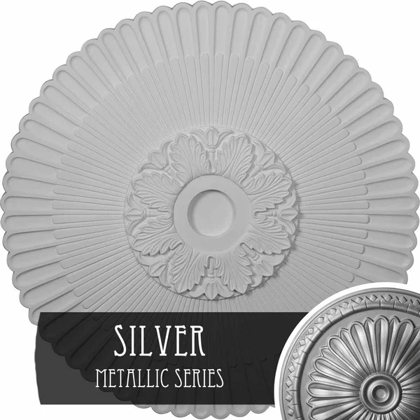 36 1/4x22OD x 1 7/8x22P Melonie Ceiling Medallion (Fits Canopies Up to 6 1/4x22) - Hand-Painted Silver