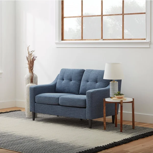 Brookside Ellen 54x22 Upholstered Scooped Arm Loveseat - Navy