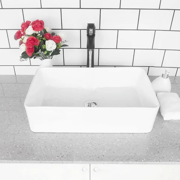 White Ceramic Rectangular Vessel Bathroom Sink GMPF2114