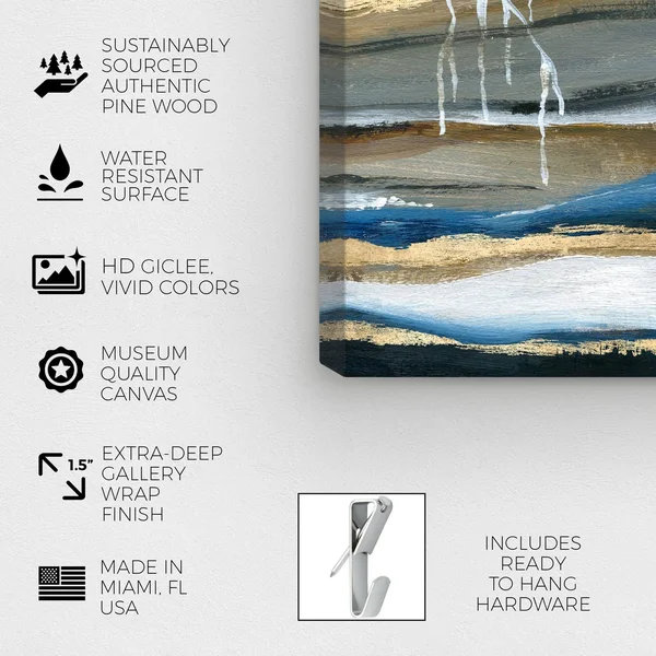 Oliver Gal 'Lovely Blue Skies' Abstract Wall Art Canvas Print Paint - Gold, Blue - 16 x 24