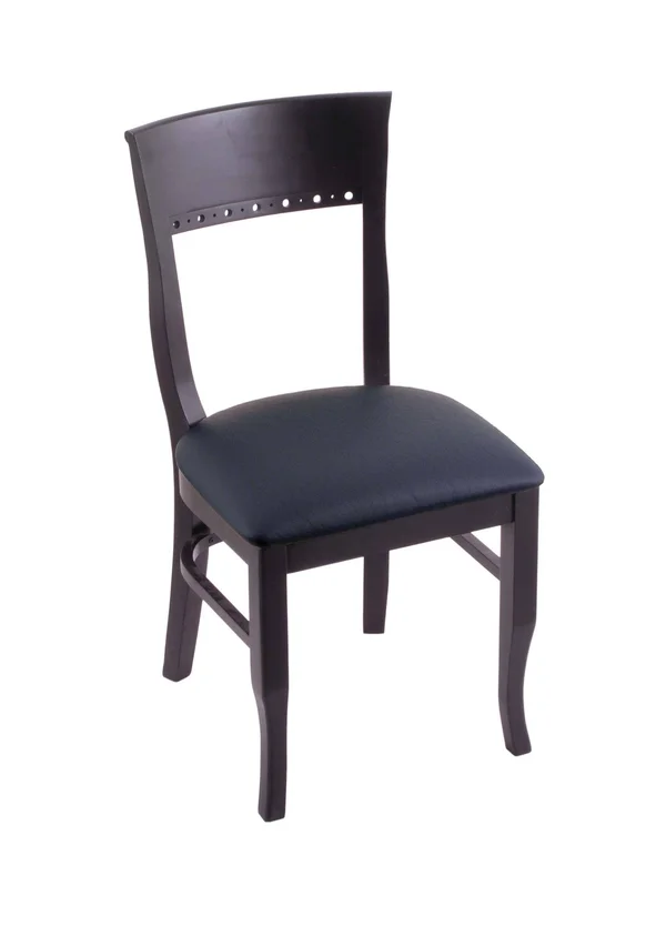 Holland Bar Stool 3160 18x22 Chair with Black Finish - Allante Dark Blue Seat 316018BlkALDkBl