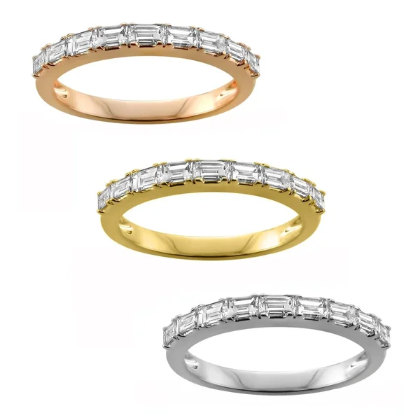 Montebello 14kt Gold 1/2ct TDW Baguette-cut Diamond Wedding Band White Rose 5