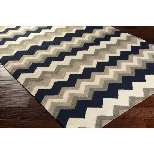 Cherry 8' x 11' Modern Flatweave Farmhouse Stripes Wool Area Rug - Hauteloom