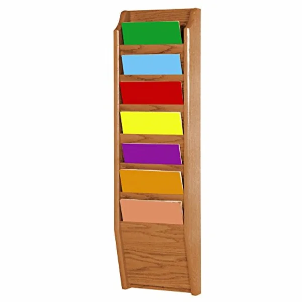 Wooden Mallet 7-Pocket Cascade Magazine Rack, Light Oak