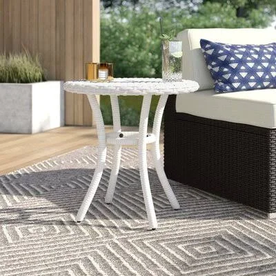 Adelita Wicker Side Table Latitude Run Color: White