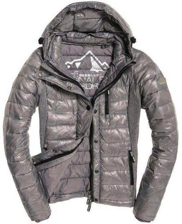 Superdry Women's Fuji Slim Double Zip Hooded Jacket Grey Size: 6