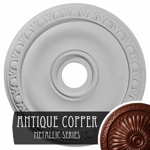 20x22OD x 3 5/8x22ID x 1x22P Jackson Ceiling Medallion (Fits Canopies Up to 5 1/8x22), Hand-Painted Antique Copper