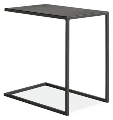 Room & Board - Modern Slim C-Shaped Table 20D 13W 20H in Recycled Natural Steel Black