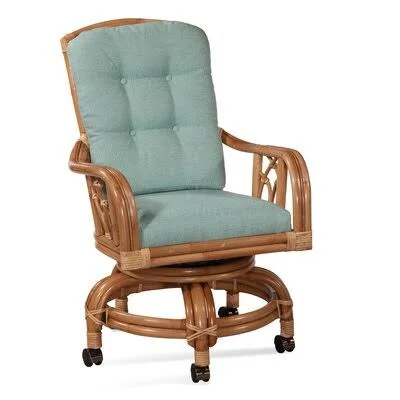 Edgewater Tufted Upholstered Side Chair Braxton Culler Leg Color: Havana Finish - Body Fabric: Green and Blue Stripe; 0252-54