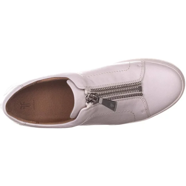 Frye Lena Zip Low Sneakers in White - Women's Size 10