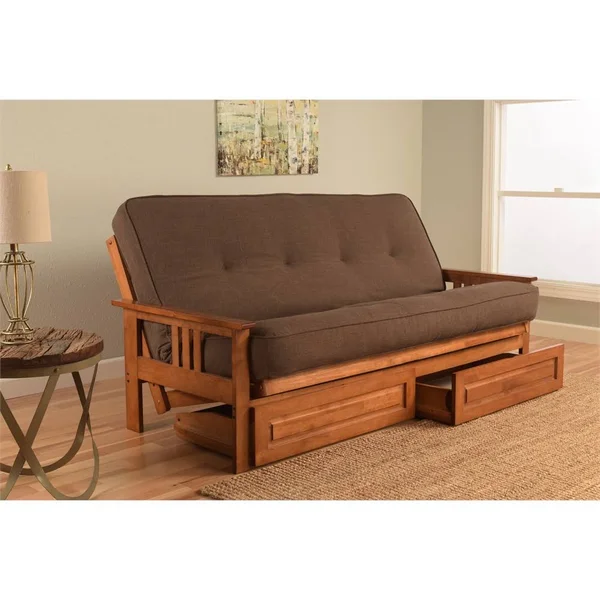 Kodiak Monterey Frame-Barbados Finish-Linen Cocoa Mattress-Storage Drawers