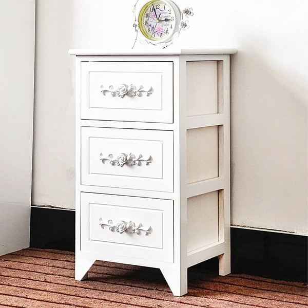 DL Furniture - Fully Assembled Tone Finish Night Stand 3 Drawer Storage Shelf Organizer 100% Light Weight Basswood - White