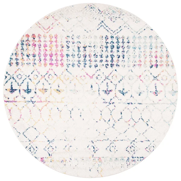 Safavieh Tulum Giorgina Moroccan Boho Rug - 6&7x22 x 6&7x22 Round - Ivory/Black