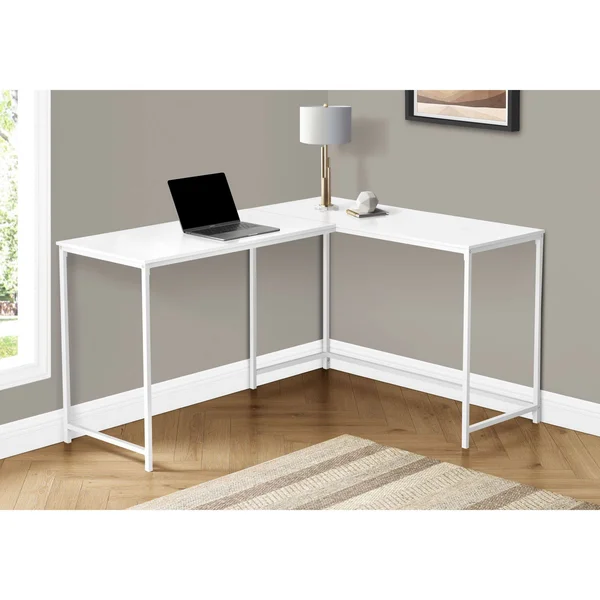 Monarch Computer Desk - 58x22L, White Top, White Metal Corner