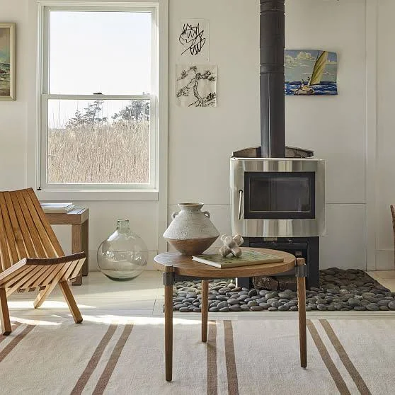 West Elm Oak & Iron End Table, Waxed Black