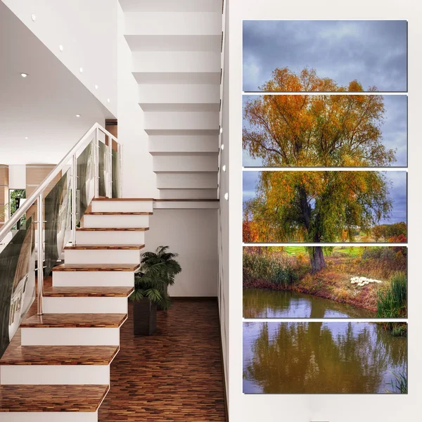 Design Art 'Willow Near Pond' Photographic Print on Wrapped Canvas - Green