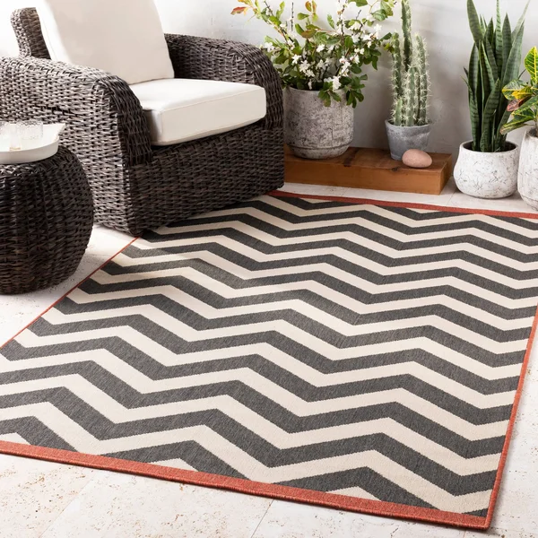Clay Alder Home Sakonnet Chevron Indoor/ Outdoor Area Rug - 7&6 x 10&9 Black