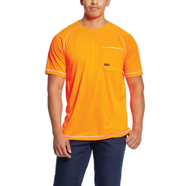 Ariat Men's Orange Rebar Sunstopper Short Sleeve Work Shirt - 10025407
