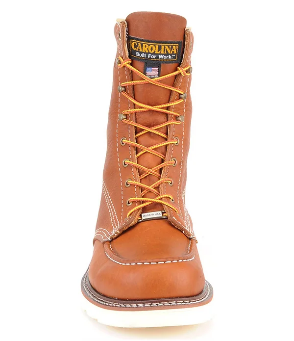 Men's Carolina 8x22 Domestic Moc Toe Wedge Work Boots - Tobacco - 12-D