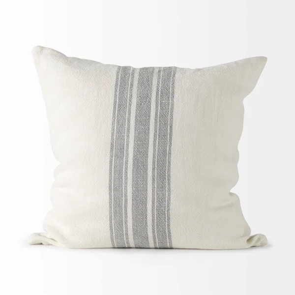 Mercana Patrice White and Gray Stripes Decorative Pillow Cover 68872
