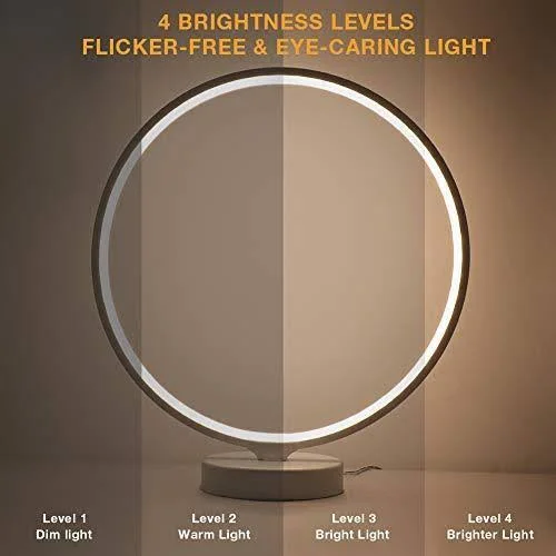 SUNY 7 Colors Dimmable Bedroom Nightstand Lamps - 6 Lighting Effect Modes LED Bedside Lamp Warm Light Modern Circle Table Lamp