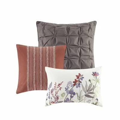 Corban Pink Floral Cotton 7 Piece Comforter Set Charlton Home Size: Cal. King Comforter + 6 Additional Pieces