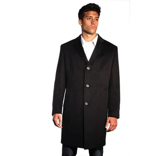 Men's Jean-Paul Germain Classic-Fit Jeffery 38-in. Wool-Blend Top Coat - Size: 54 Long, Black