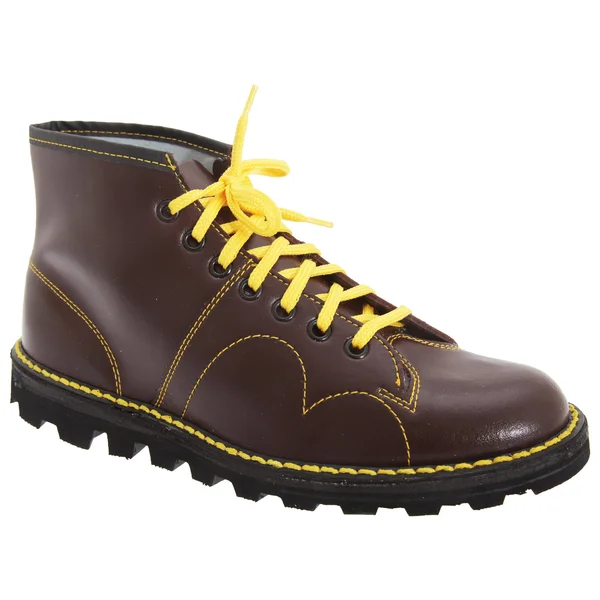 Grafters Mens Original Coated Leather Retro Monkey Boots - Wine, 8 US