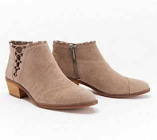 Vince Camuto Suede/Nubuck Exposed Ankle Booties - Pandormia - Size 7-1/2 Medium, Wild Mushroom